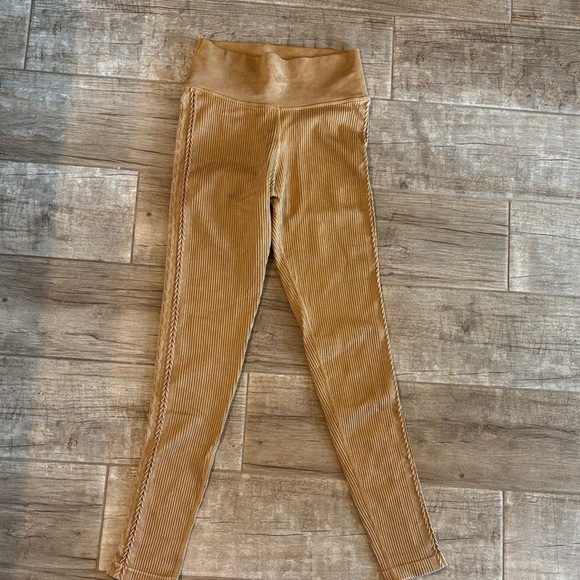 aerie Pants - OFFLINE By Aerie Seamless Cable High Waisted Leggings in a gold color